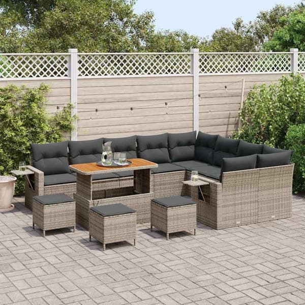vidaXL Havesofa Sæt 13 pcs Grå polyrattan