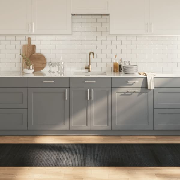 vidaXL gulvtæppe 70x300 cm rektangulær bambus grå