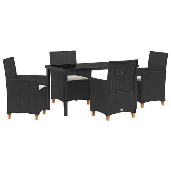 vidaXL Have Spisebordssæt 5 pcs Sort polyrattan