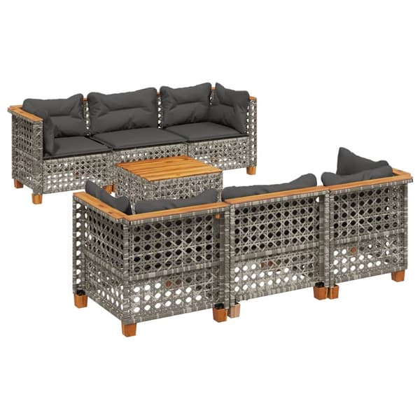 vidaXL sofasæt til haven 8 dele med hynder polyrattan grå