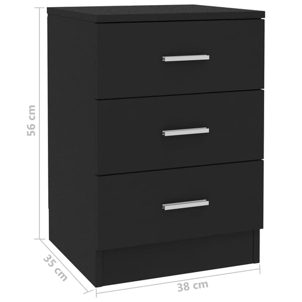 vidaXL sengeskab 38 x 35 x 56 cm spånplade sort