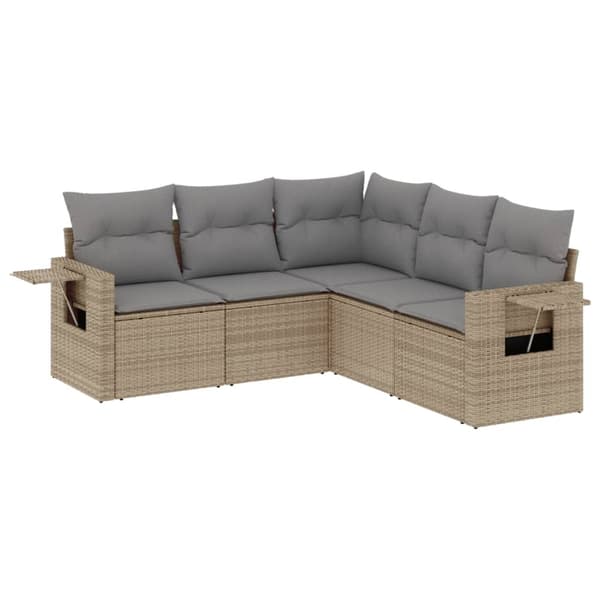 vidaXL sofasæt til haven 5 dele med hynder polyrattan beige