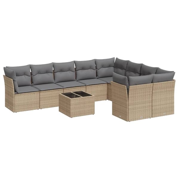 vidaXL sofasæt til haven 10 dele med hynder polyrattan beige