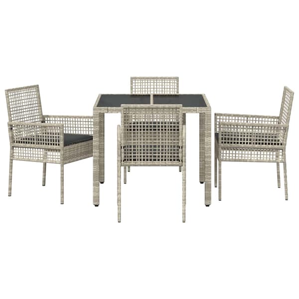 vidaXL Have Spisebordssæt 5 pcs Lysegrå polyrattan