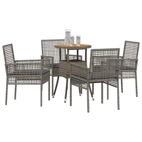 vidaXL Have Spisebordssæt 5 pcs Grå polyrattan
