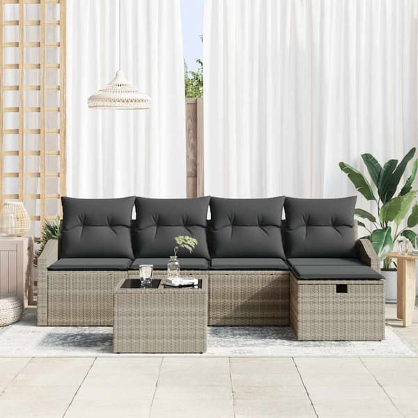 vidaXL Sofa Sæt med pude 6 pcs polyrattan