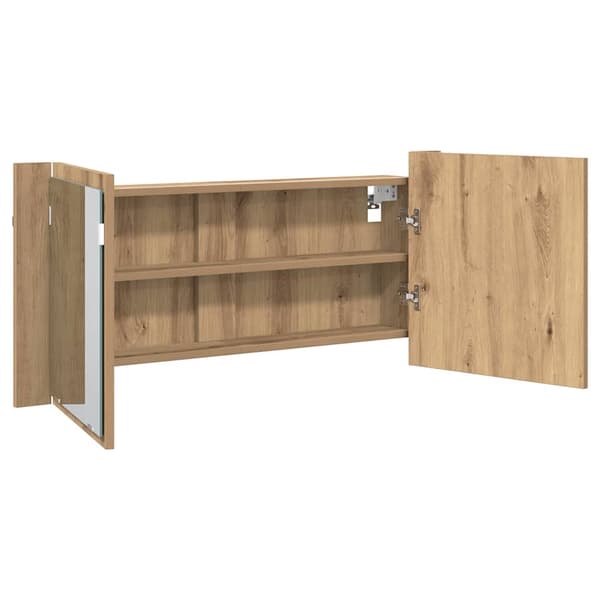 vidaXL LED Spejlskab Artisan Egetræ 100 x 12 x 45 cm Konstrueret træ