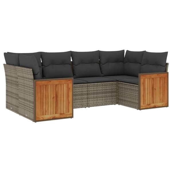 vidaXL sofasæt til haven 6 dele med hynder polyrattan grå
