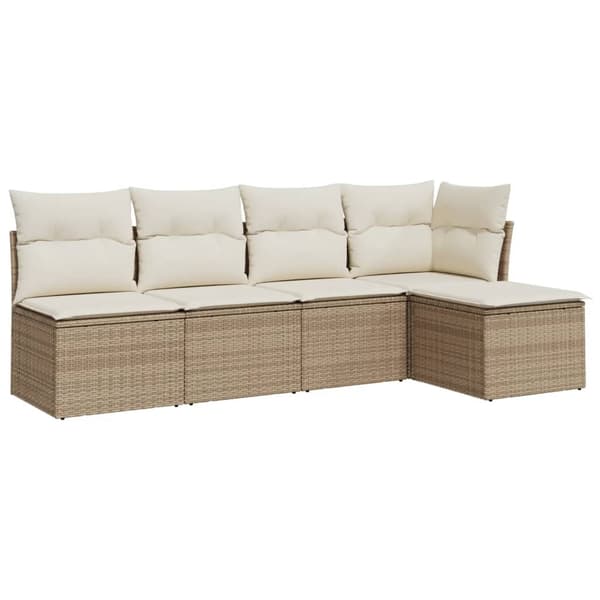 vidaXL sofasæt til haven 5 dele med hynder polyrattan beige