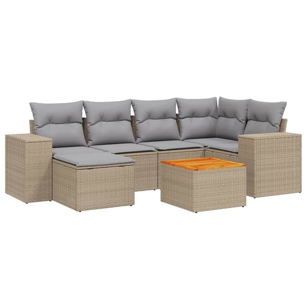 vidaXL sofasæt til haven 7 dele med hynder polyrattan beige