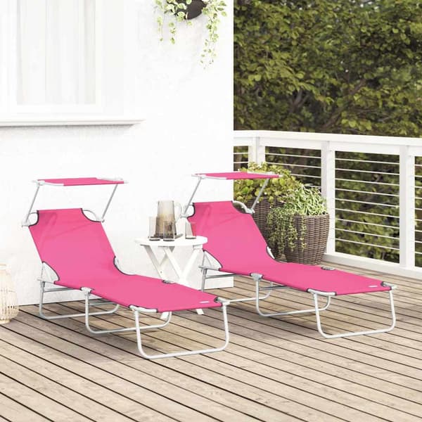 vidaXL Solstol 2 pcs Lyserød 58 x 188 x 77cm Polyester