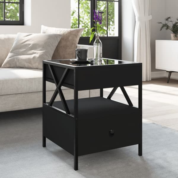 vidaXL sofabord med Infinity LED-lys 40x40x51 cm sort