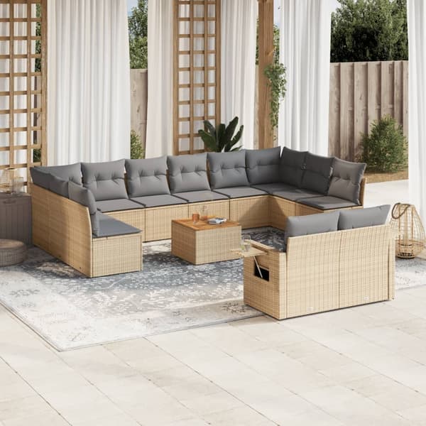 vidaXL sofasæt til haven 13 dele med hynder polyrattan beige