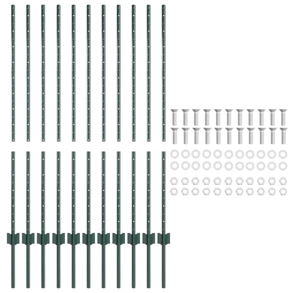 vidaXL Hegnspæl 11 pcs Grøn 120 cm Stål