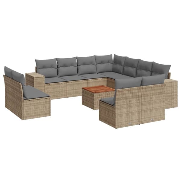 vidaXL sofasæt til haven 12 dele med hynder polyrattan beige