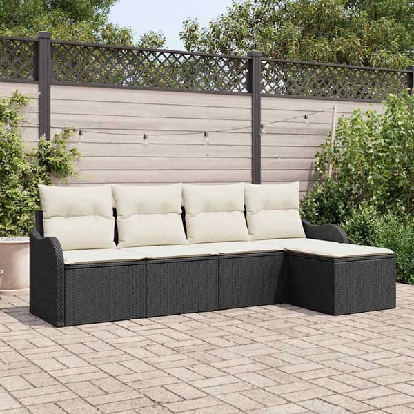 vidaXL Havesofa Sæt Sort polyrattan