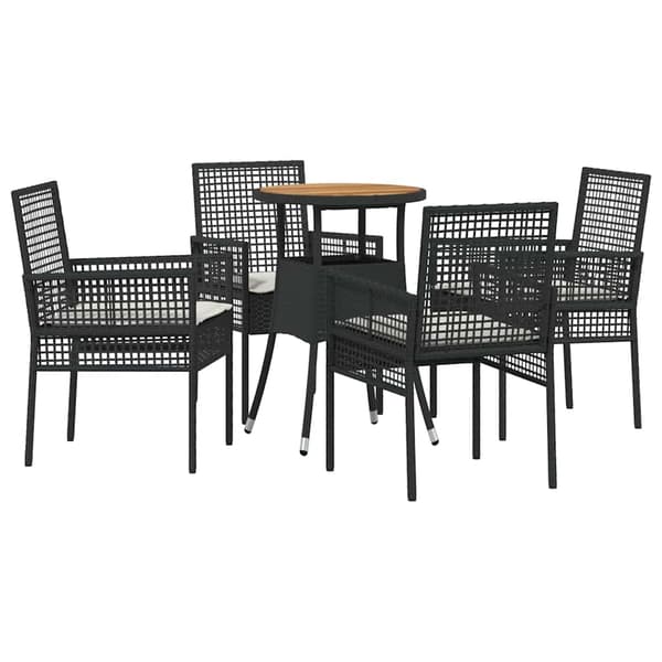 vidaXL Have Spisebordssæt 5 pcs Sort polyrattan