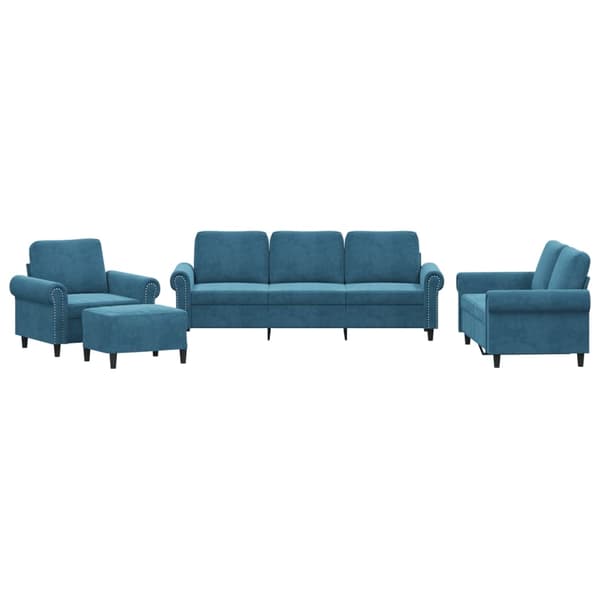 vidaXL sofasæt 4 dele med hynder velour blå