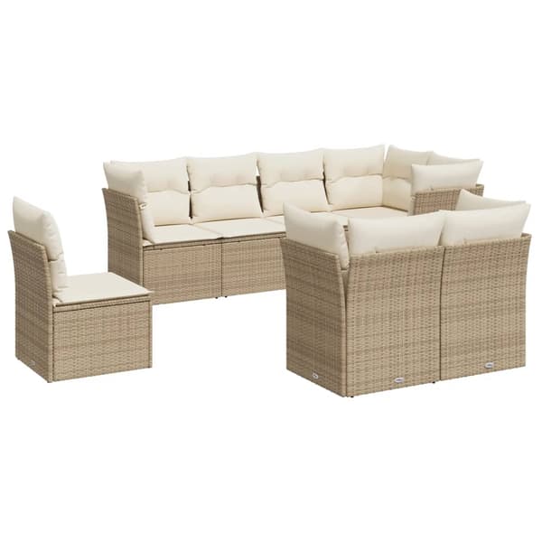 vidaXL sofasæt til haven 8 dele med hynder polyrattan beige