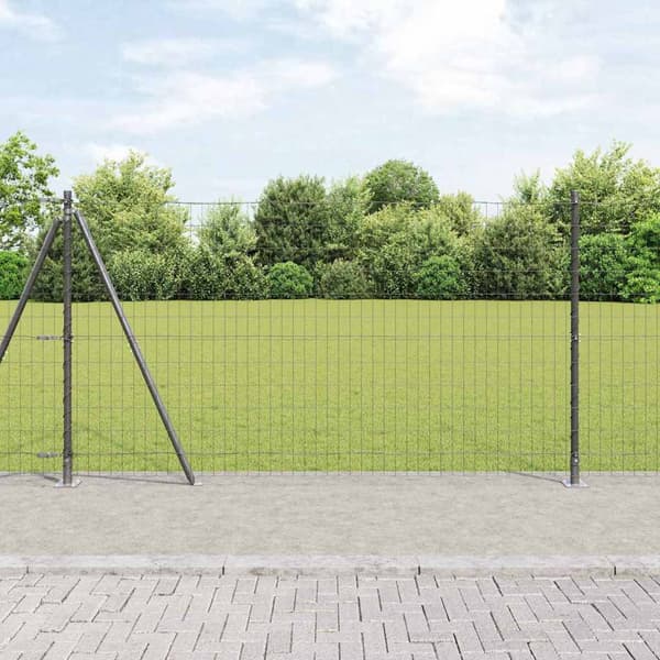 vidaXL Hegn med post Grå 1,2 x 10 m Stål og PVC