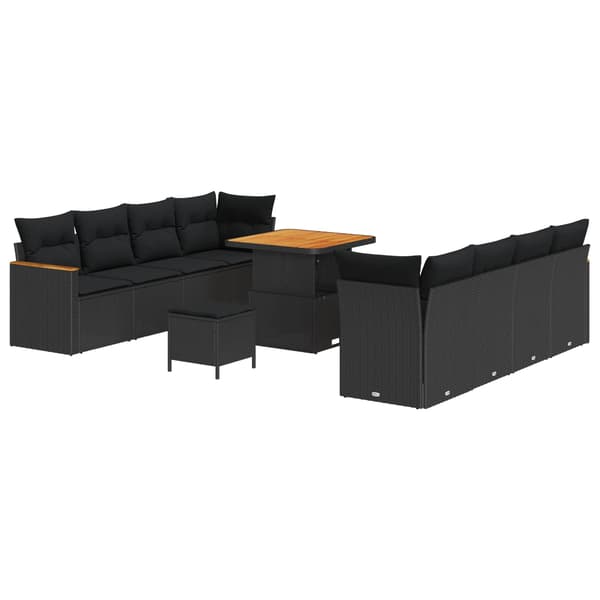 vidaXL Havesofa Sæt 11 pcs Sort polyrattan