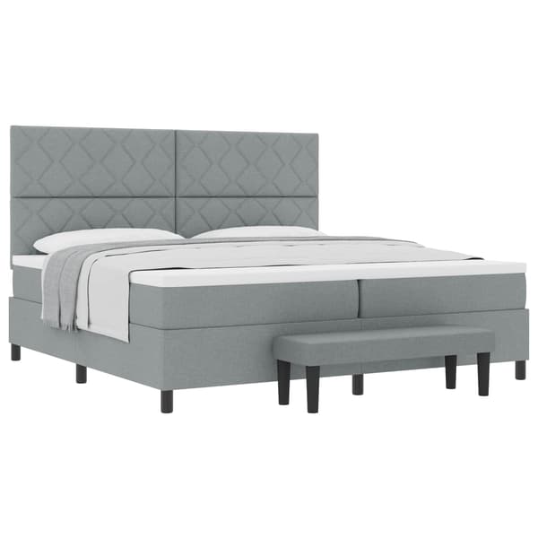 vidaXL Box spring seng med madras Lysegrå 200 x 200 cm Stof