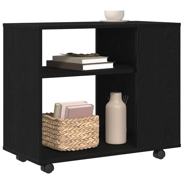 vidaXL sidebord sort egetræ 70x35x60,5 cm konstrueret træ