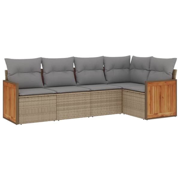 vidaXL sofasæt til haven 5 dele med hynder polyrattan beige