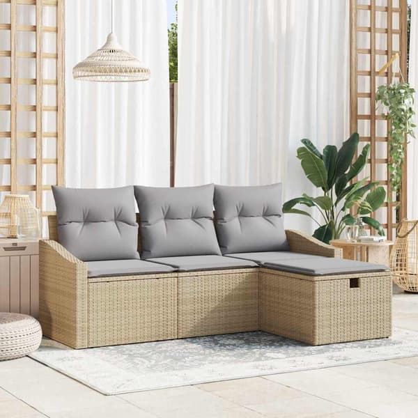 vidaXL Sofa Sæt med pude 4 pcs polyrattan