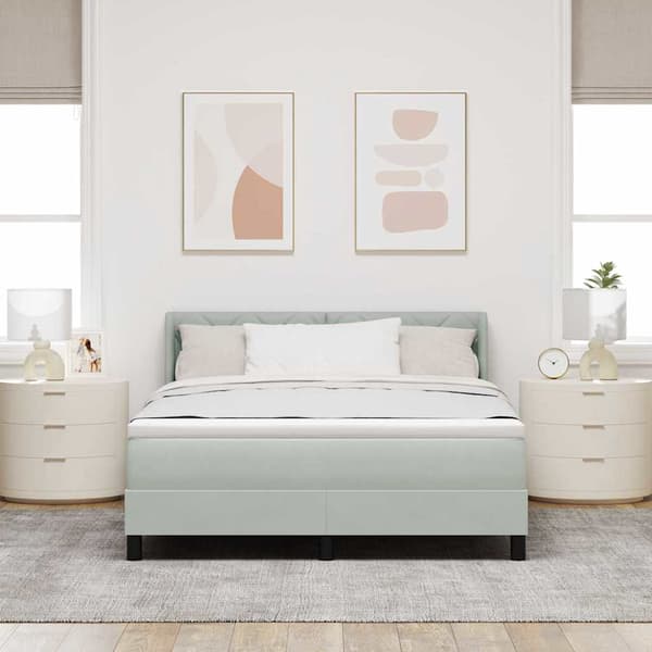 vidaXL Box spring seng med madras Lysegrå 190 x 140 cm Polyester