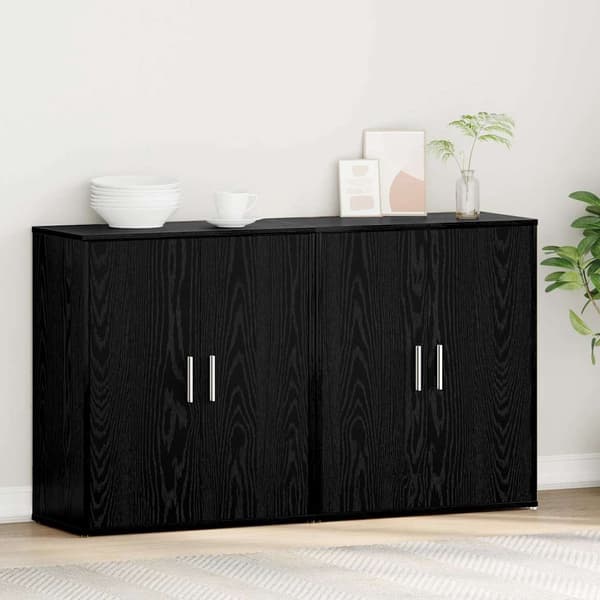 vidaXL Sideboard 2 pcs Sort eg 60 x 31 x 70 cm Konstrueret træ