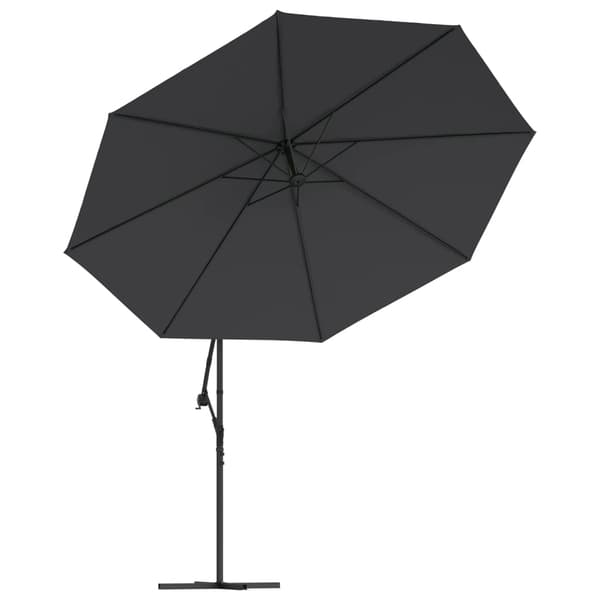 vidaXL hængeparasol m. LED-lys 350 cm sort