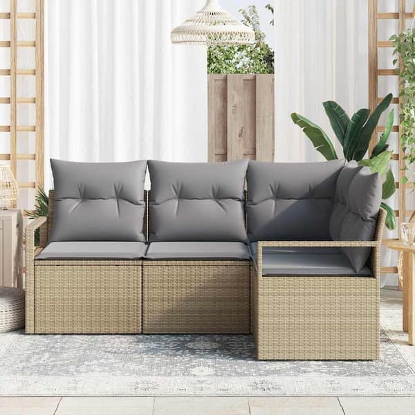 vidaXL Sofa Sæt 4 pcs Beige polyrattan