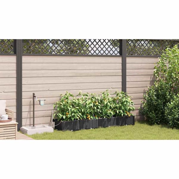 vidaXL Have Blomsterkrukke 4 pcs Sort Stål