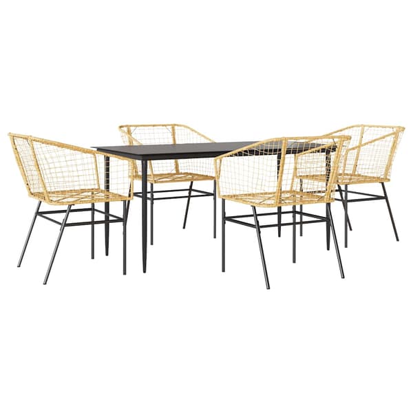 vidaXL 5 dele spisebordssæt til haven polyrattan glas brun