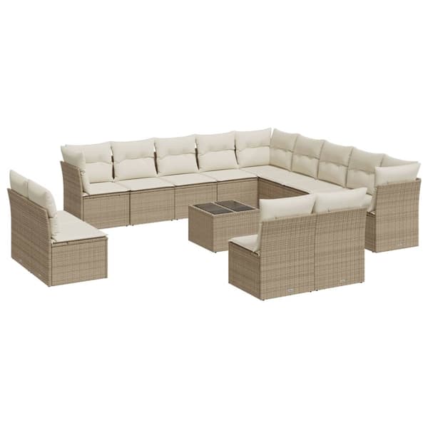 vidaXL sofasæt til haven 14 dele med hynder polyrattan beige