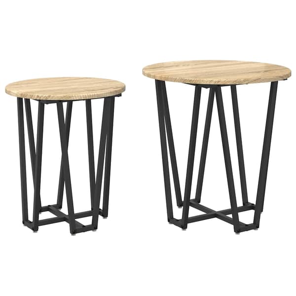 vidaXL Sidebordssæt 2 pcs Sonoma Eg og Sort