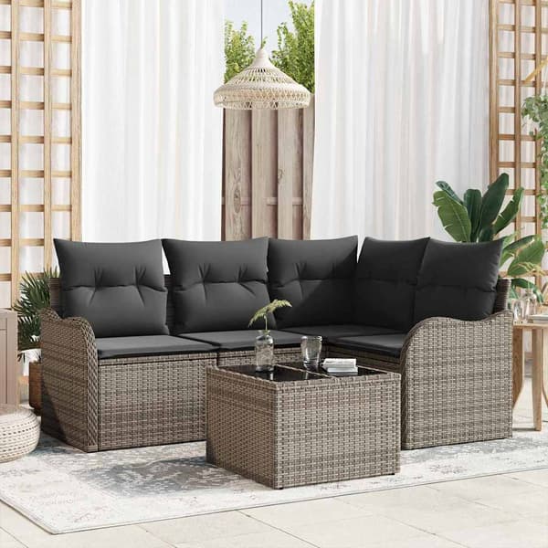 vidaXL Havesofa Sæt Grå polyrattan