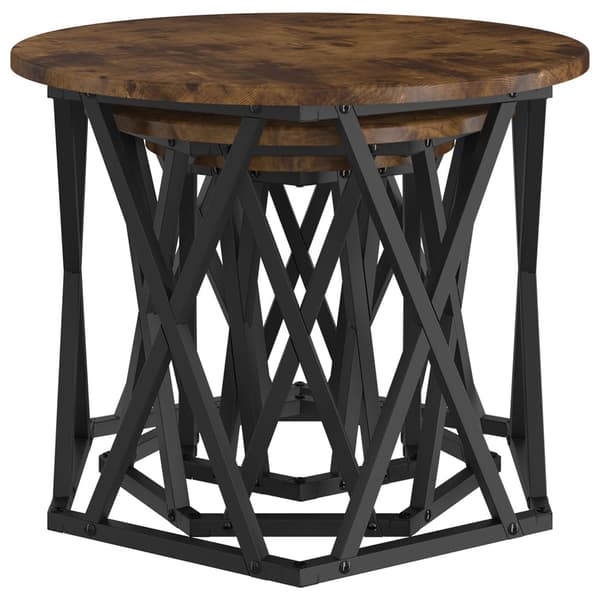 vidaXL Nesting Sidebord 3 pcs Røget eg Ingeniørtræ og stål