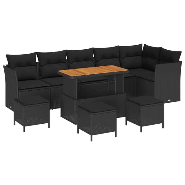 vidaXL Havesofa Sæt 10 pcs Sort polyrattan