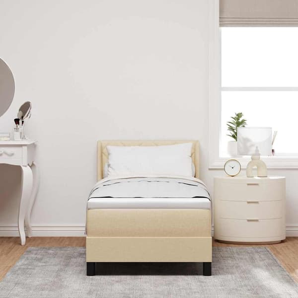 vidaXL Box spring seng med madras Creme 200 x 80 cm Polyester