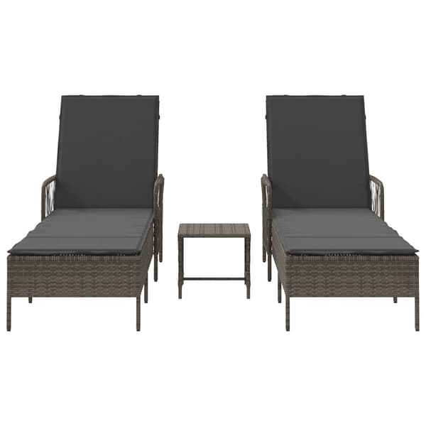 vidaXL Solstol med pude 2-person 3 pcs Grå og Mørkegrå polyrattan