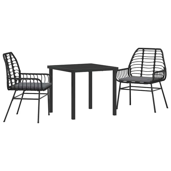 vidaXL Have Spisebordssæt 3 pcs Sort polyrattan