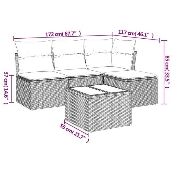 vidaXL sofasæt til haven 5 dele med hynder polyrattan beige