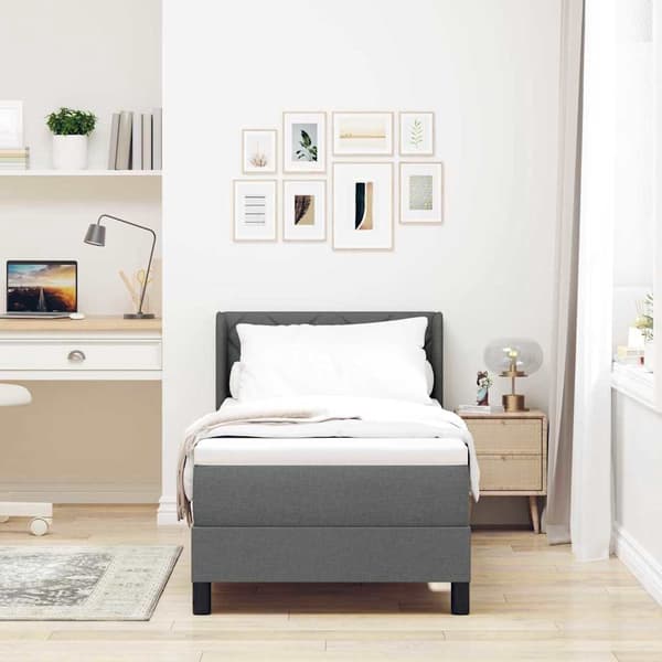 vidaXL Box spring seng med madras Mørkegrå 200 x 80 cm Polyester