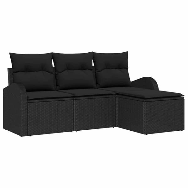 vidaXL Havesofa Sæt Sort polyrattan