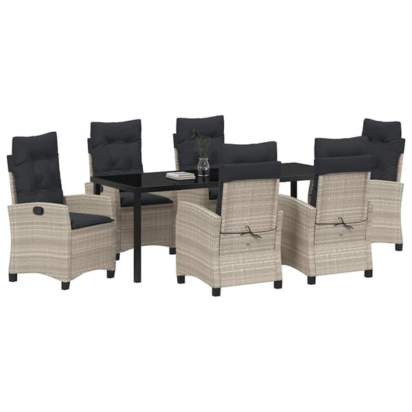 vidaXL Have Spisebordssæt 7 pcs Lysegrå polyrattan