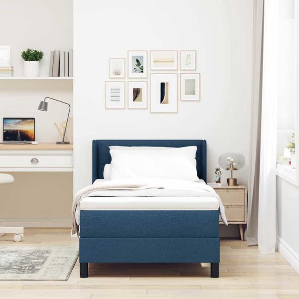 vidaXL Box spring seng med madras Blå 200 x 90 cm Polyester