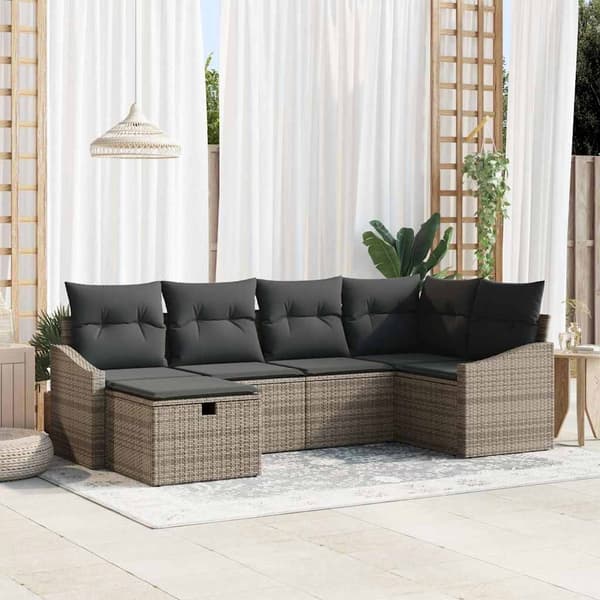 vidaXL Sofa Sæt med pude 7 pcs polyrattan