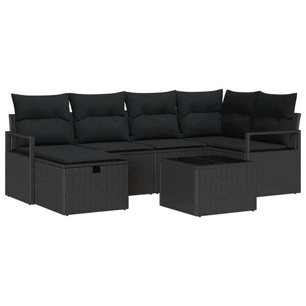 vidaXL Sofa Sæt med pude med opbevaring Sort polyrattan